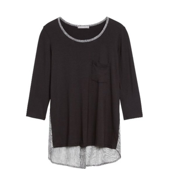 Loveappella Stitchfix mani button back Mixed Media Top - Picture 1 of 10